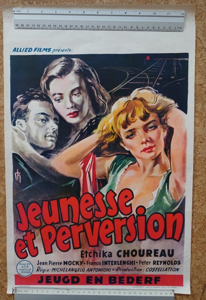 Filmposter I vinti 1953 Peter Reynolds Etchika Choureau, Gebruikt, Poster, Ophalen of Verzenden, X
