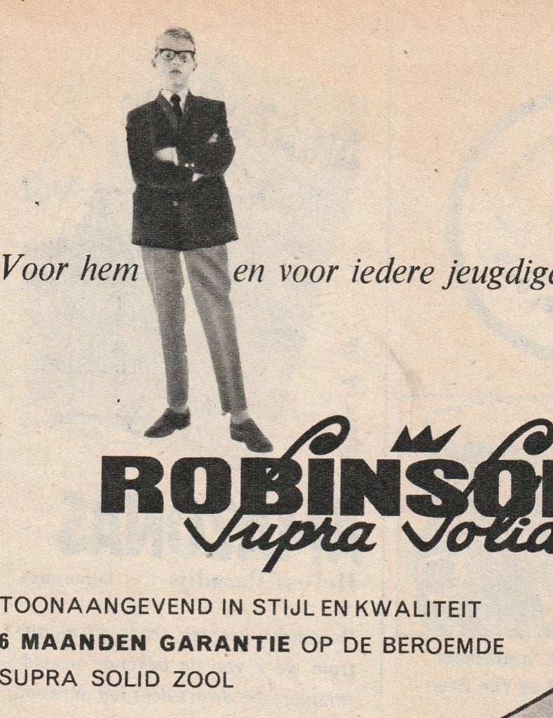 Retro reclame 1962 Robinson jongens schoenen toonaangevend, Verzenden, Overige typen