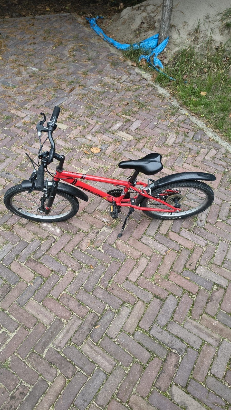 20 inch mountainbike rood kinderfiets, Ophalen, 20 inch of meer, Gebruikt, Velgrem