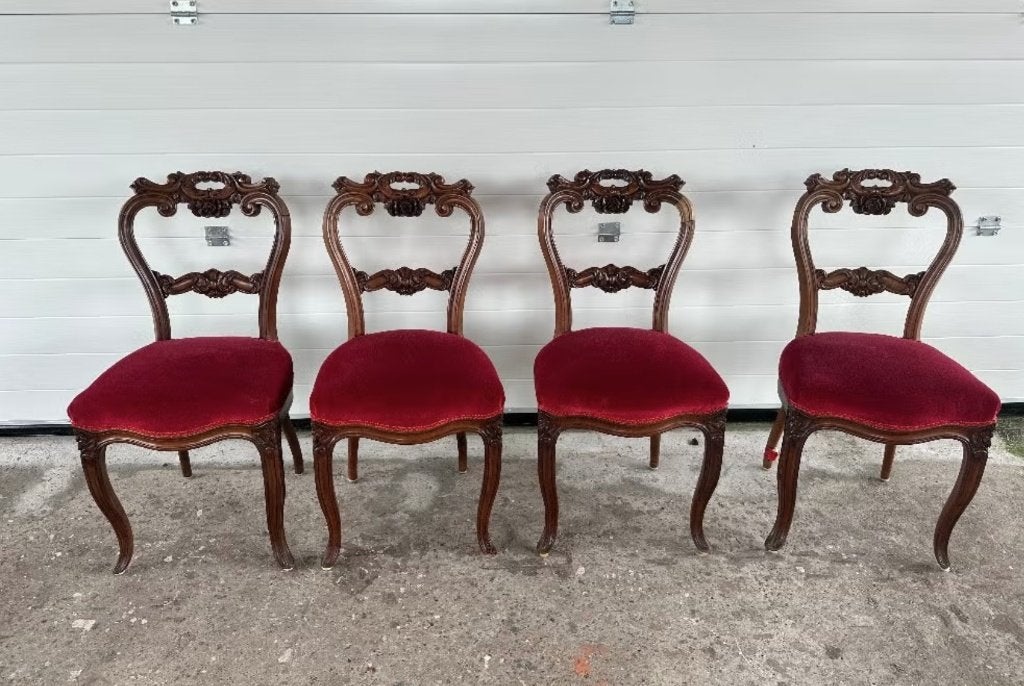 Originele Biedermeier compleet, 4x eetstoel, Antiek en Kunst, Ophalen