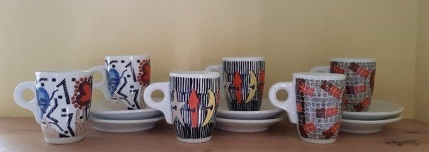 Espresso Set, Palombini, 6 kop en schotels, NIEUW IN DOOS, Nieuw, Ophalen of Verzenden, Overige stijlen, Kop(pen) en/of Schotel(s)