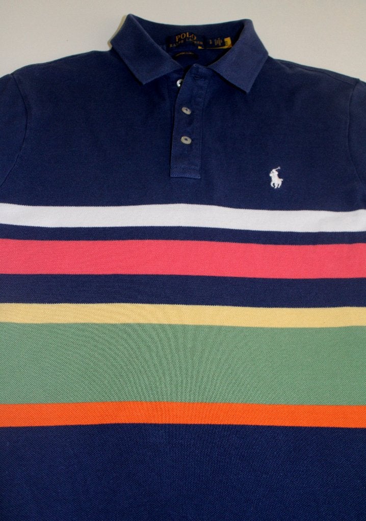 Ralph Lauren polo multicolor navy maat L 14-16y = maat 164, Ophalen of Verzenden, Zo goed als nieuw, Shirt of Longsleeve, Jongen