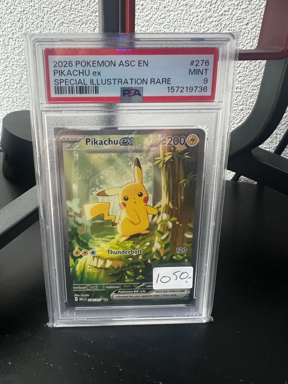 Pikachu ex Special Illustration Rare PSA 9 Mint, Ophalen, Zo goed als nieuw, Losse kaart