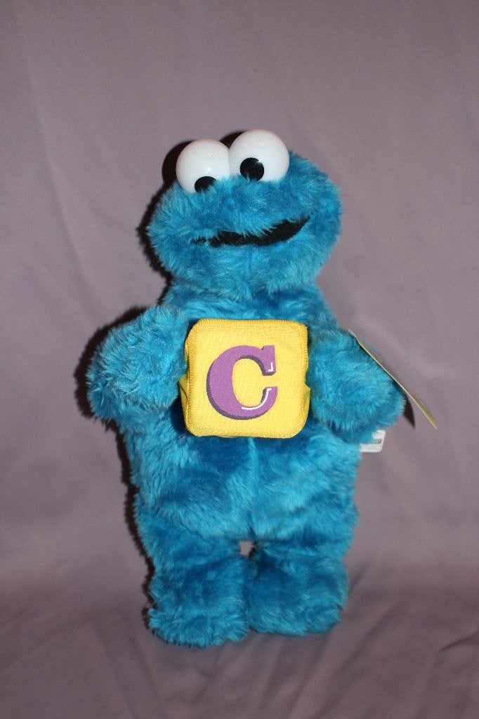 Nieuw Koekie monster met letter blok knuffel Pluche - 40cm, Overige typen, Blauw, Nieuw, Ophalen of Verzenden
