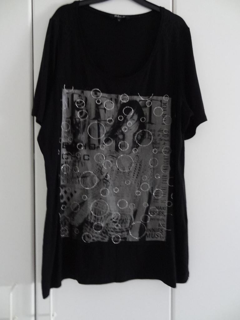 Top in zwart met print van ms mode - Maat L, Zwart, Maat 42/44 (L), Ophalen of Verzenden, Zo goed als nieuw