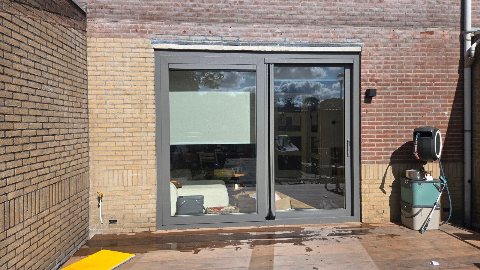 Degelijke aluminium schuifpui met HR++ en gelaagd glas, Ophalen, Gebruikt, 225 cm of meer, Aluminium