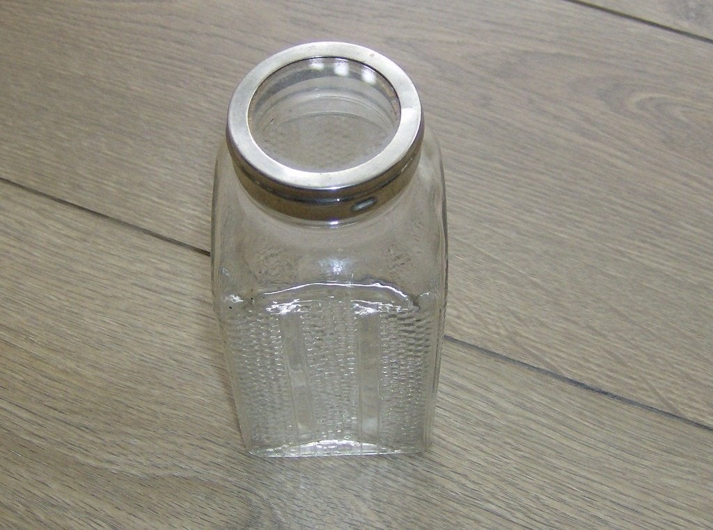 Set van 3 glazen voorraadpotten met metalen ring, Zilver, Ophalen of Verzenden, Voorraadpot, Overige merken