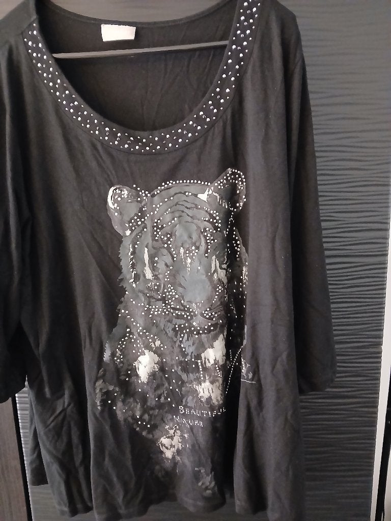 zwarte dames langarm trui met tijger xl, Kleding | Dames, Ophalen of Verzenden, Zo goed als nieuw, Zwart, Trui of Vest