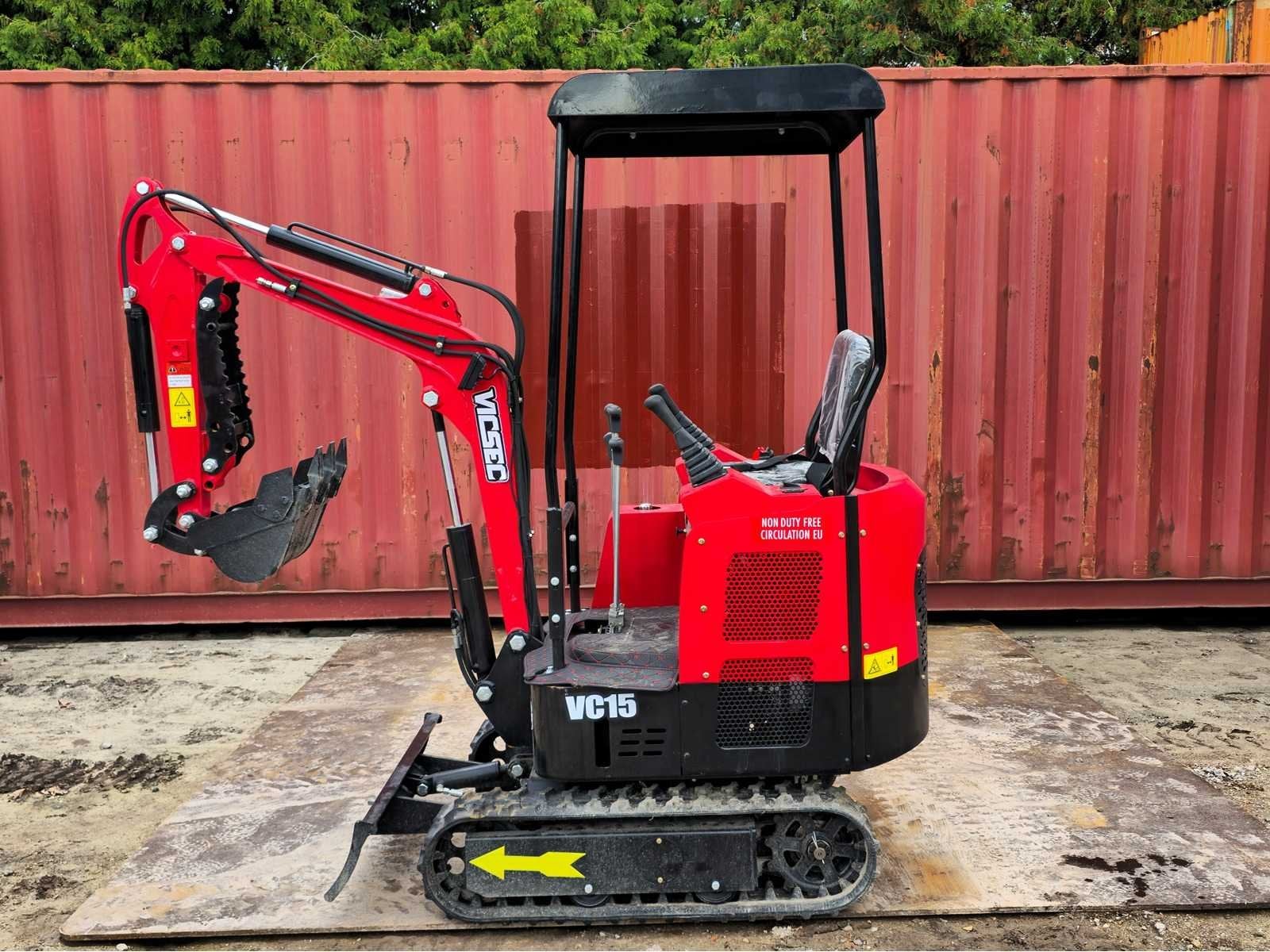 2025 - Vicsec VC15 Minigraafmachine Rood, Zakelijke goederen, Machines en Bouw | Kranen en Graafmachines, Graafmachine