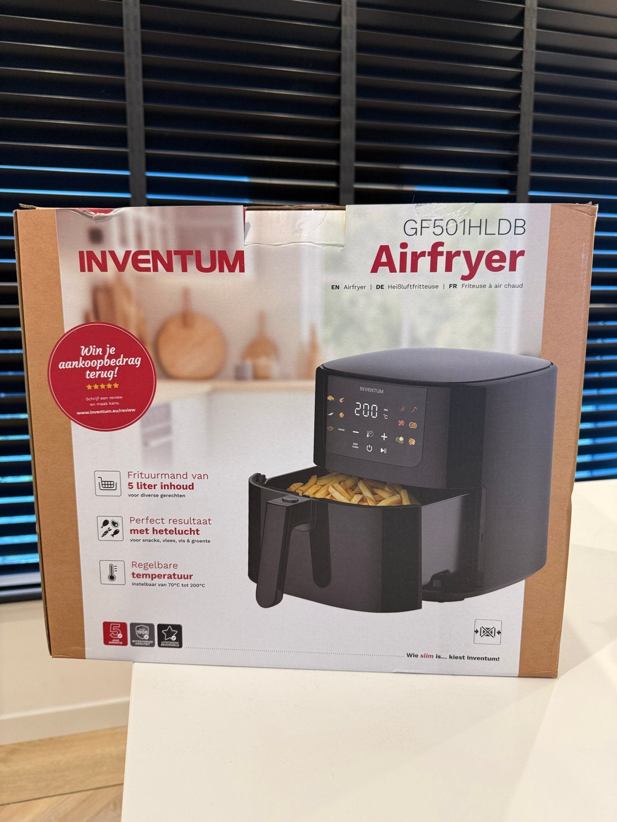 Inventum GF501HLDB Airfryer - 5 liter inhoud, Ophalen, Nieuw, Airfryer, 1000 t/m 1499 gram