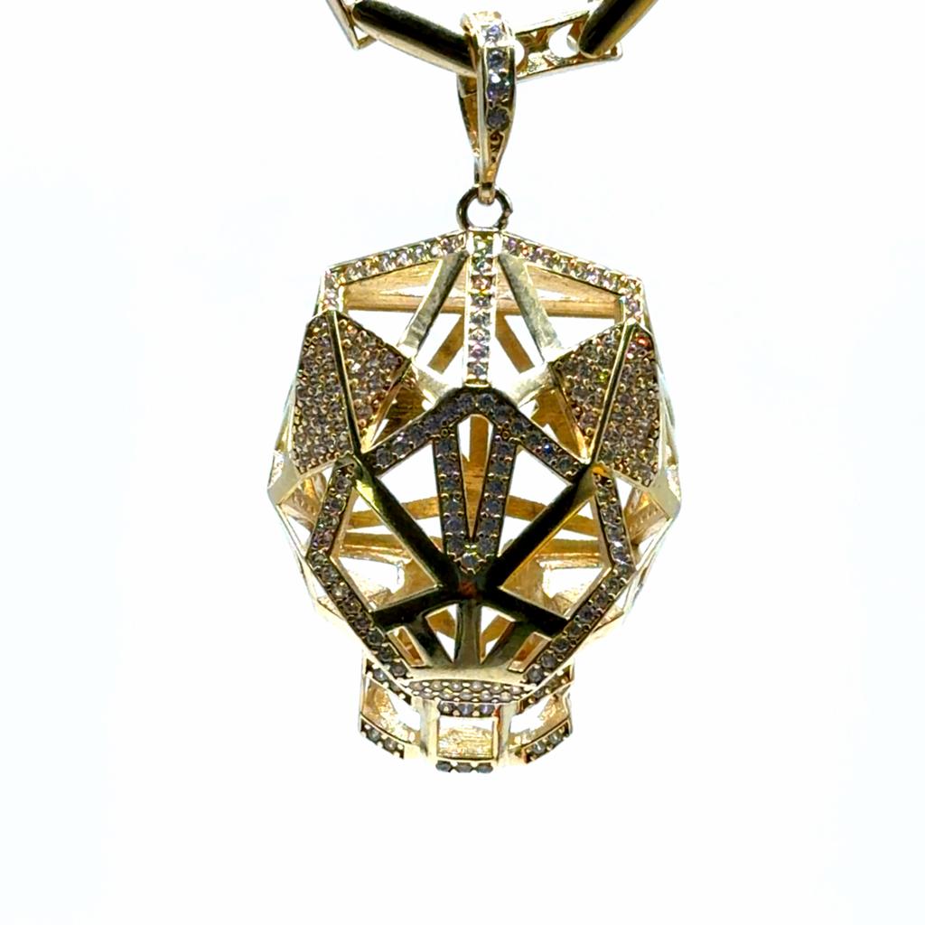 Gouden Panter Hoofd Hanger met Zirkonia, Www.bredajuwelier.nl, Nieuw, Ophalen of Verzenden, Met edelsteen