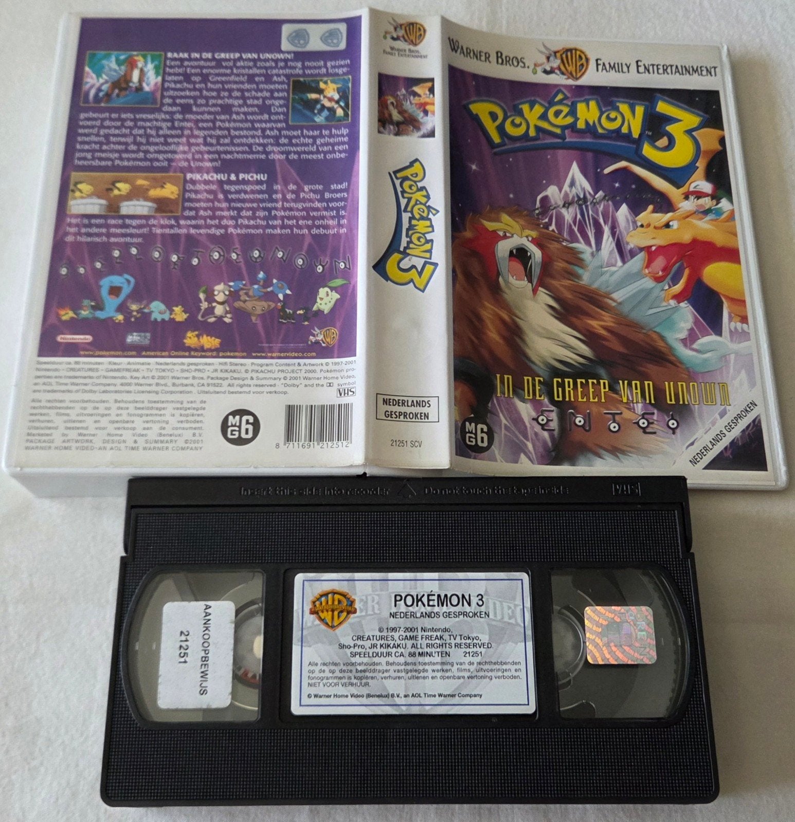 Pokemon Movie 3 VHS Cartoon/Anime, Alle leeftijden, Ophalen of Verzenden, Zo goed als nieuw