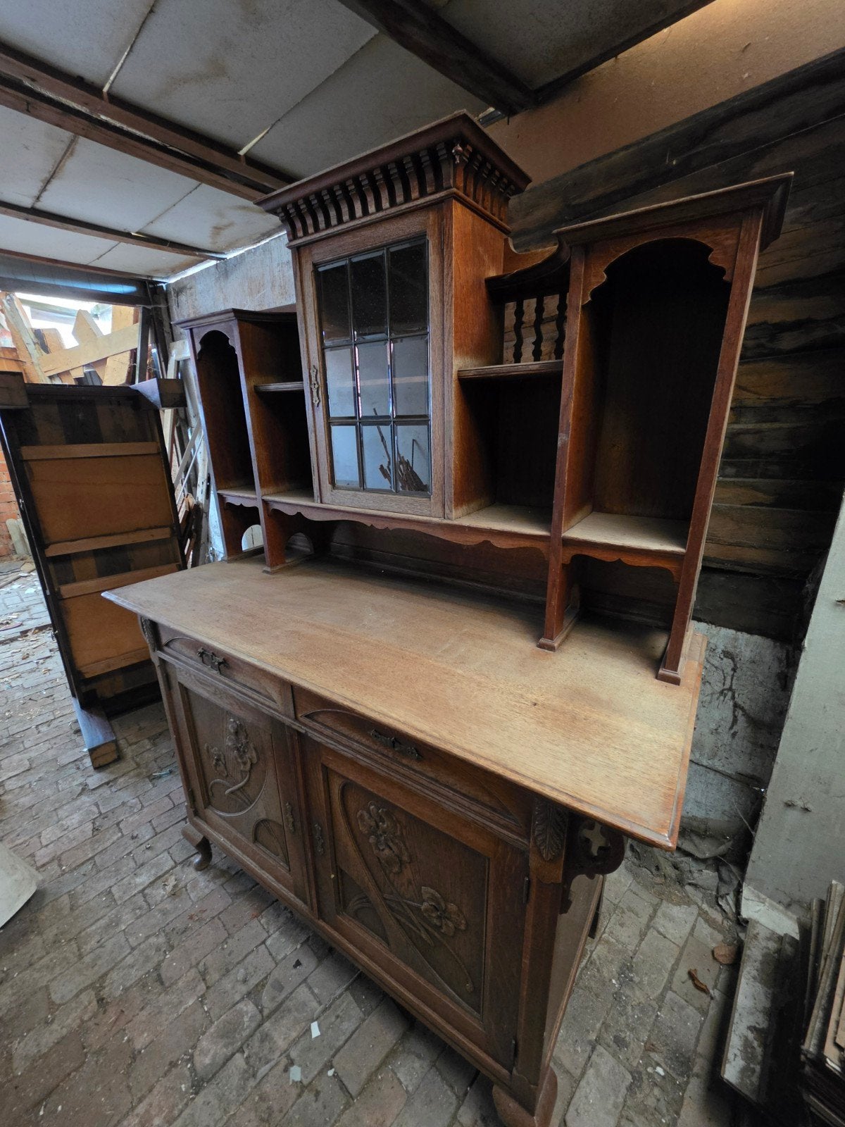 Originele Jugendstil Buffetkast ca. 1900 – Art Nouveau – Eik, Antiek en Kunst, Antiek | Meubels | Kasten, Ophalen of Verzenden