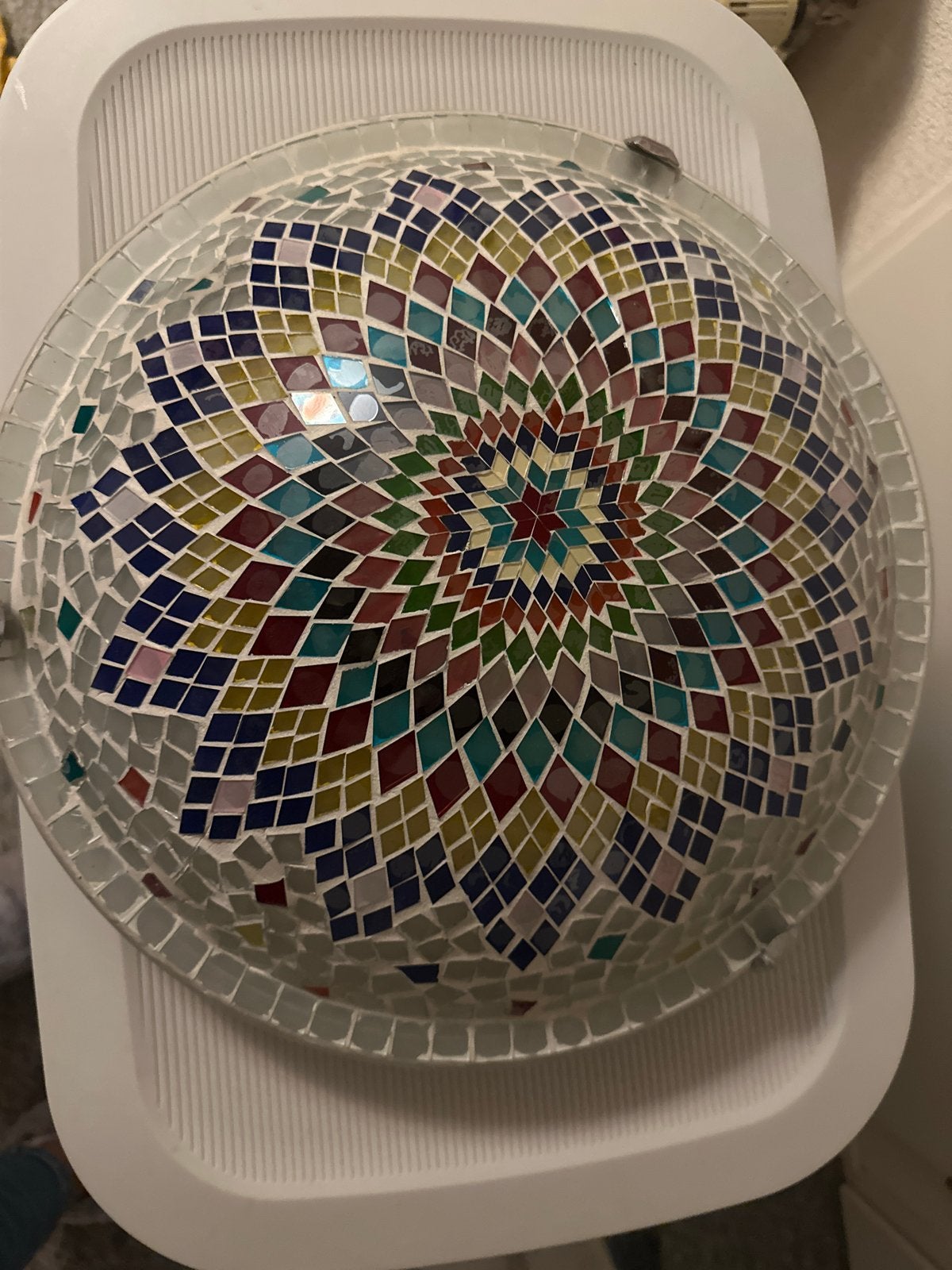 Plafonnière met mozaïek glas, Ø 35 cm, Huis en Inrichting, Ophalen, Gebruikt, Glas, Meerkleurig