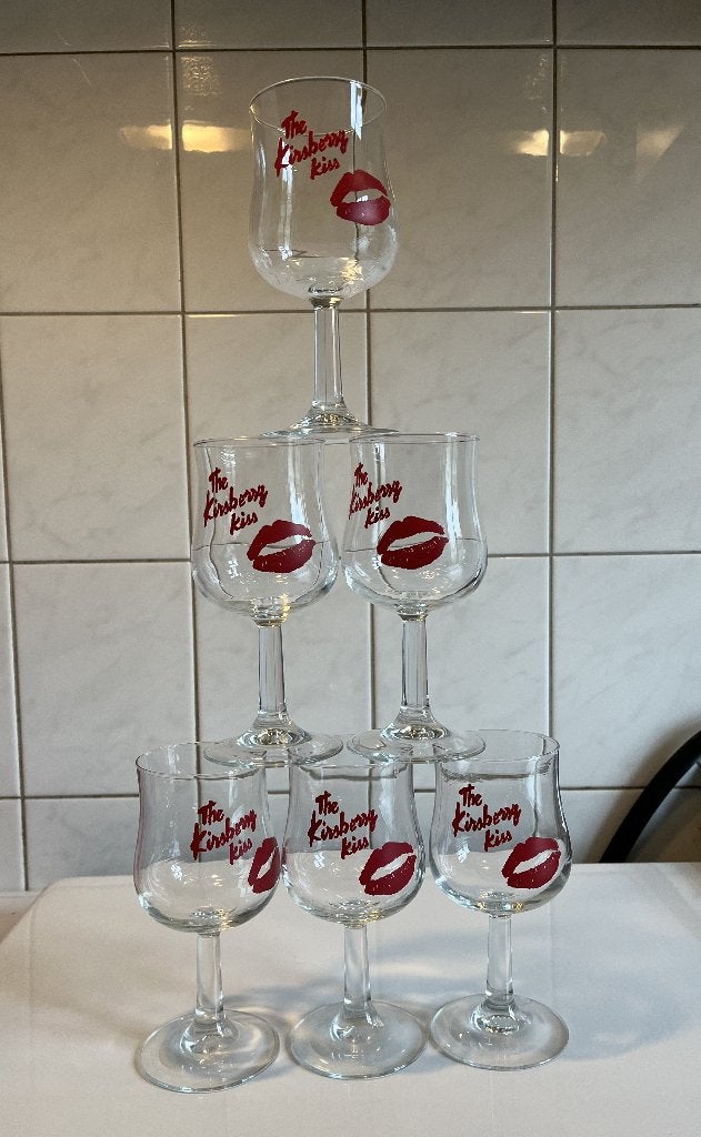 Set van 6 Vintage Kirsberry Kiss Glazen - Jaren '80/'90, Verzamelen, Glas en Borrelglaasjes, Ophalen of Verzenden, Nieuw, Overige typen