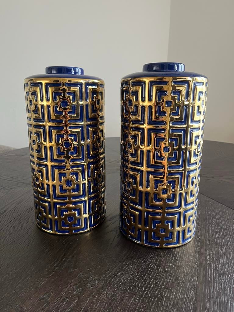 Set van 2 vazen van Aro Wonen, Ophalen of Verzenden, Zo goed als nieuw, Overige materialen, Minder dan 25 cm