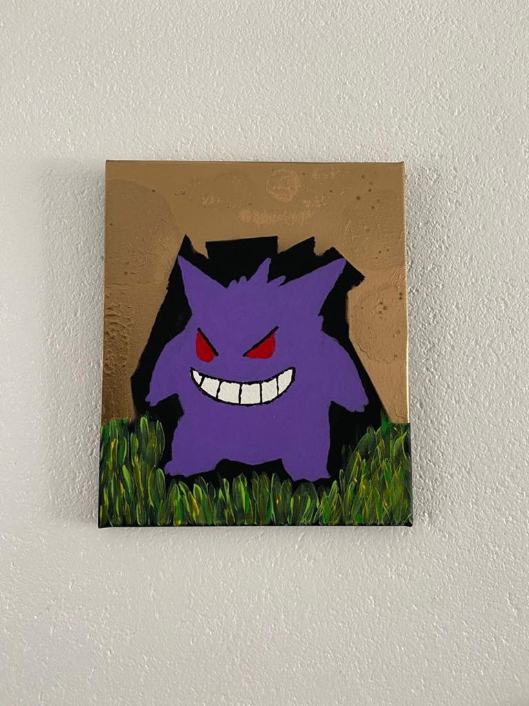 Uniek Handgemaakt Gengar Schilderij (Chrome Goud), Ophalen of Verzenden