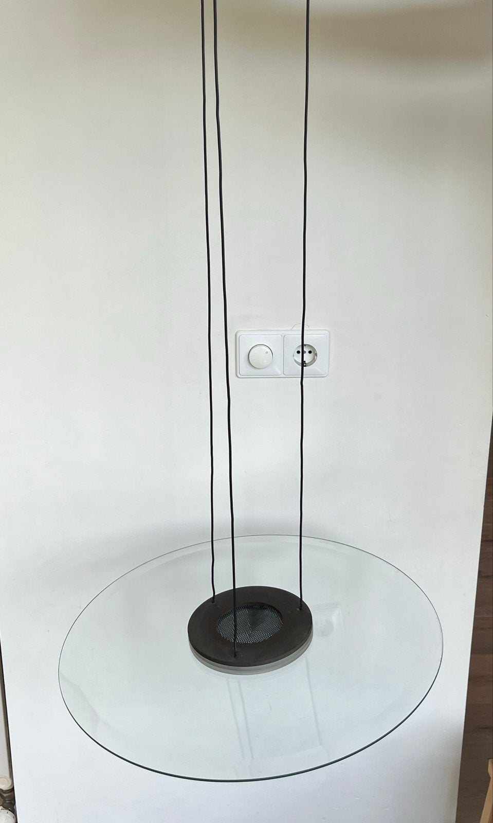 Tom Kater design hanglamp met glazen schotel (50cm), Ophalen, Zo goed als nieuw, Glas, Minimalistisch
