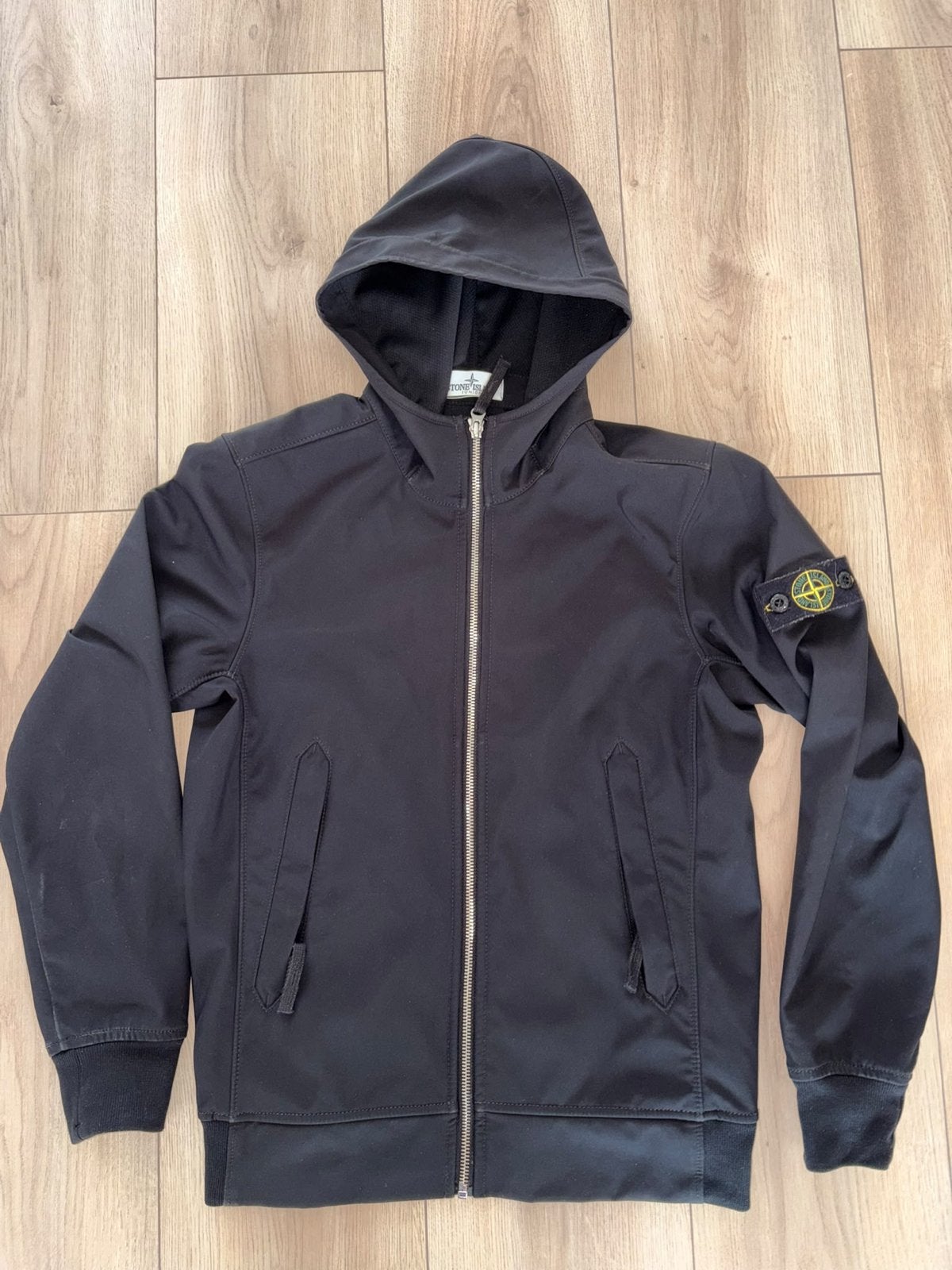 Stone Island Junior Soft Shell R Jas Zwart Maat 12 156, Ophalen of Verzenden, Zo goed als nieuw, Jongen, Jas