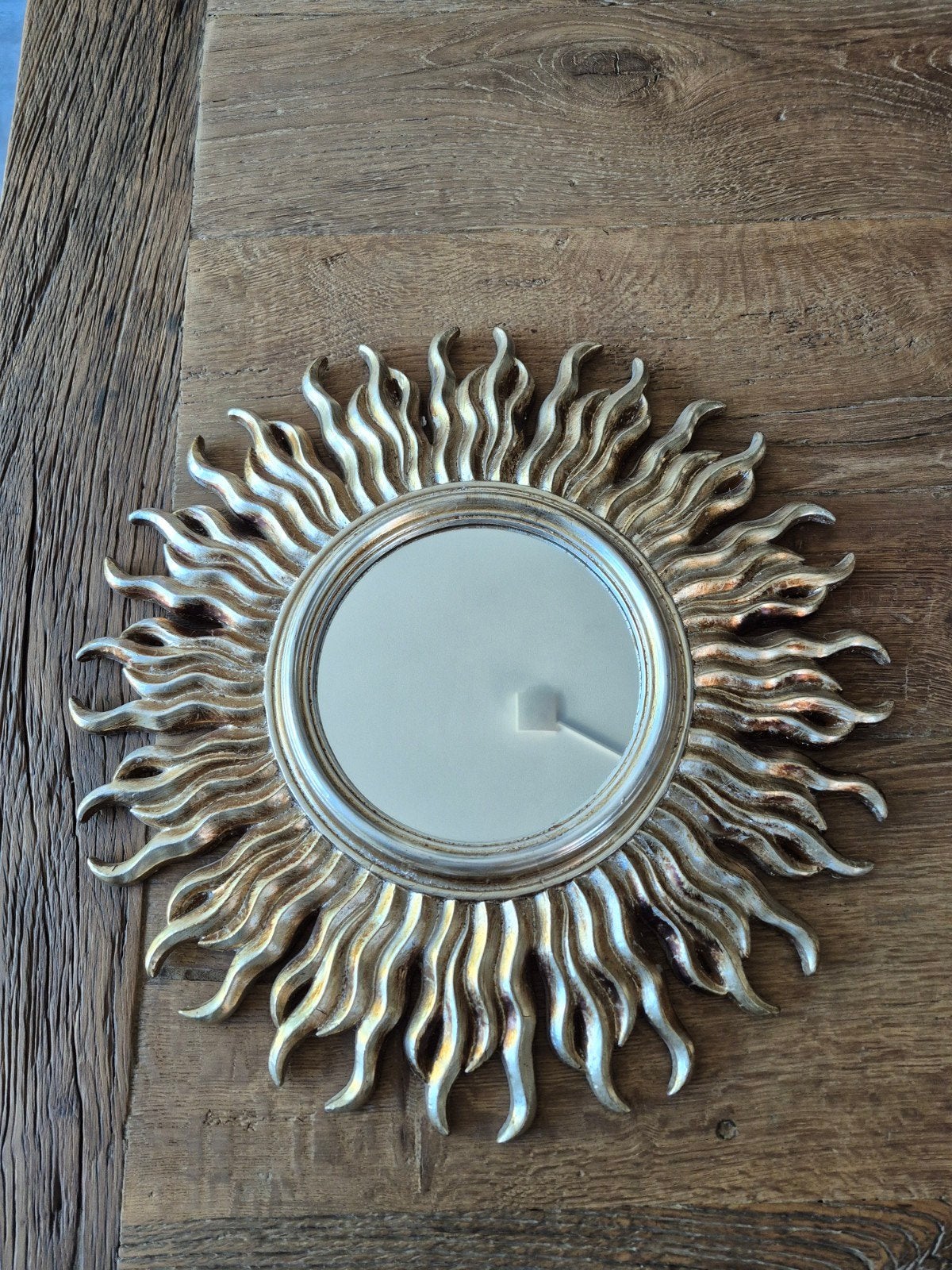 Goudkleurige Zon Spiegel - 47 cm, Ophalen, Minder dan 50 cm, Gebruikt, Rond