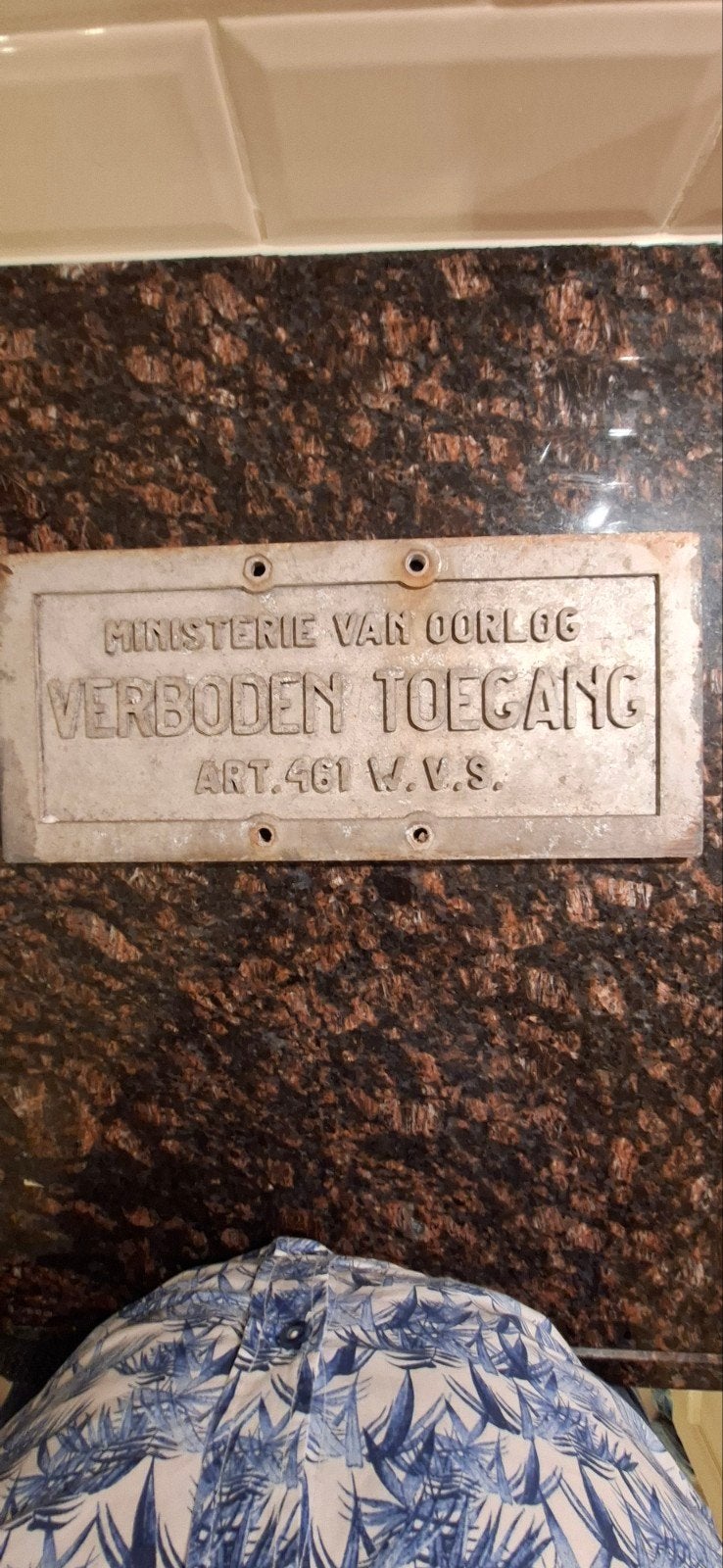Vintage 'Verboden Toegang' bord - Ministerie van Oorlog, Ophalen of Verzenden