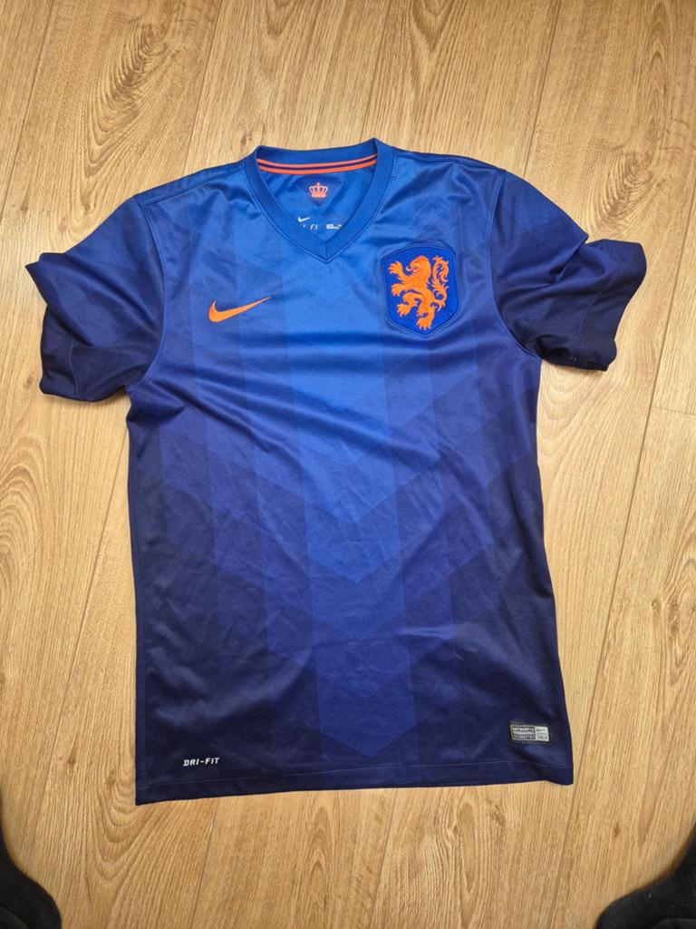 Nederlands Elftal Uitshirt 2014 Maat S Uitstekende Staa, Blauw, Nike, Ophalen of Verzenden, Zo goed als nieuw
