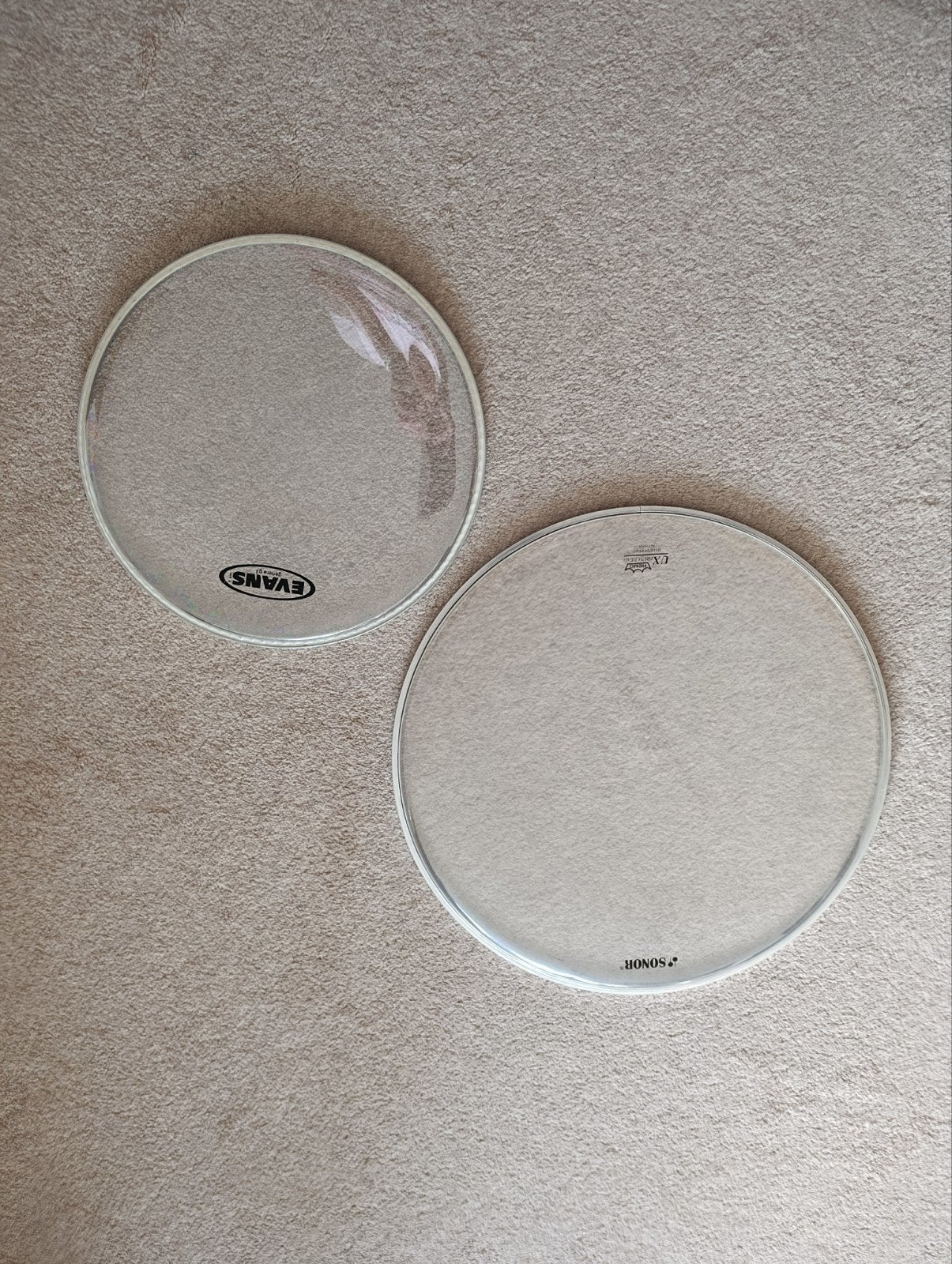 2 Drumvellen SONOR / EVANS, Muziek en Instrumenten, Ophalen of Verzenden, Zo goed als nieuw, Drums of Percussie