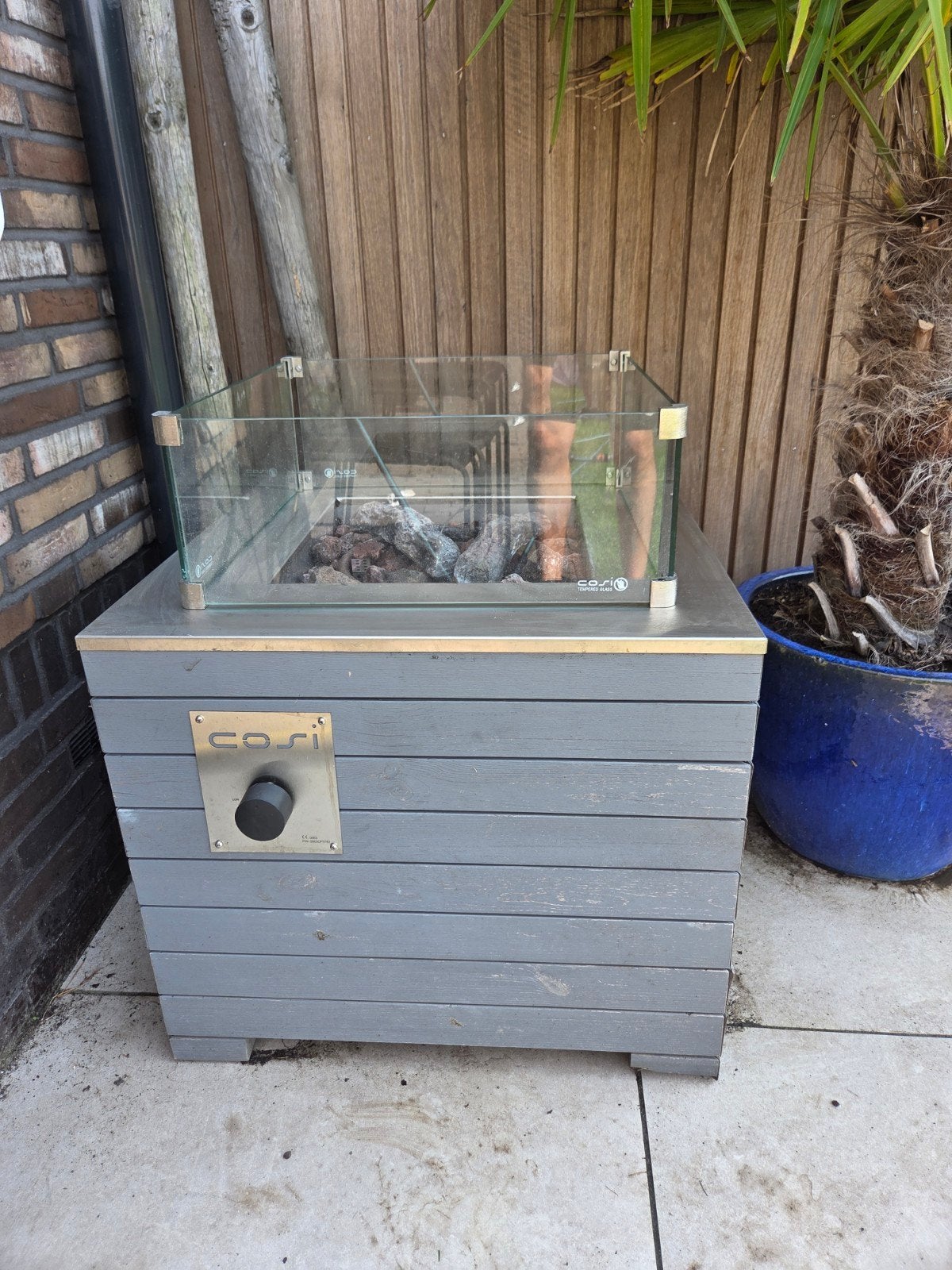 Cosi Cube vuurtafel 70x70 cm met glaswand en deksel, Ophalen of Verzenden, Gebruikt, Vuurkorf