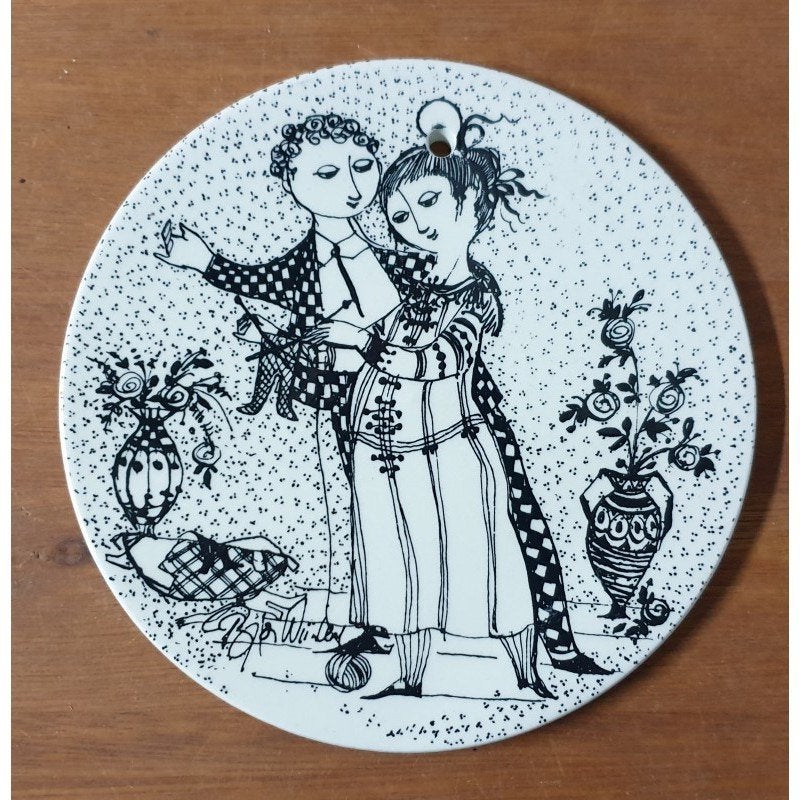Bjorn Wiinblad Denmark wandplaquette Optimisme zwart, Antiek en Kunst, Ophalen of Verzenden