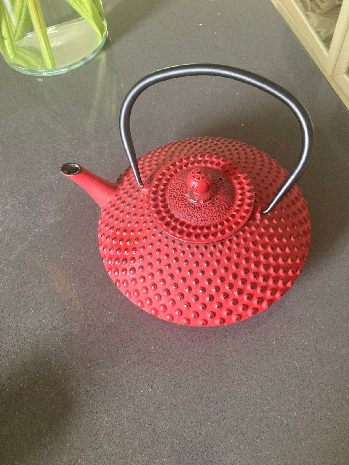 Bredemeijer Gietijzeren Theepot - Rood, Huis en Inrichting, Theepot/fluitketel, Gebruikt, Bredemeijer, Ophalen of Verzenden