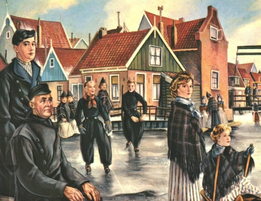 40240 Volendam NH 1968 Klederdracht Wandschildering  AMVO, Ophalen of Verzenden, 1960 tot 1980, Gelopen, Noord-Holland