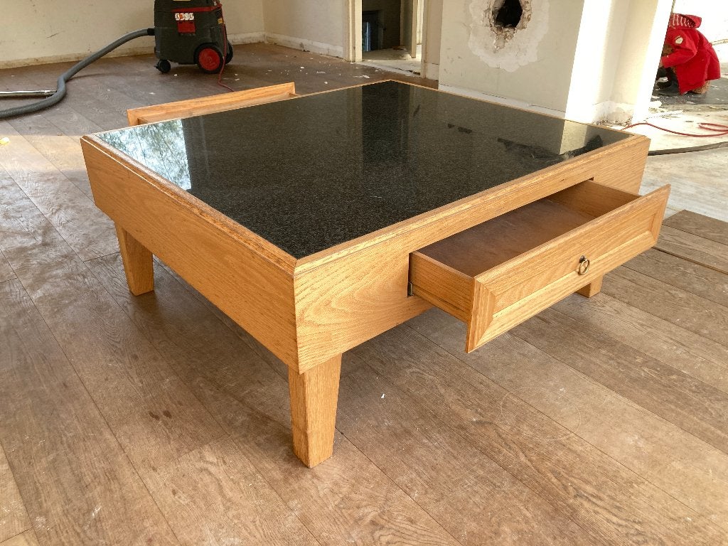 Salontafel met granieten blad, Ophalen, Gebruikt, 100 tot 150 cm, 50 tot 100 cm