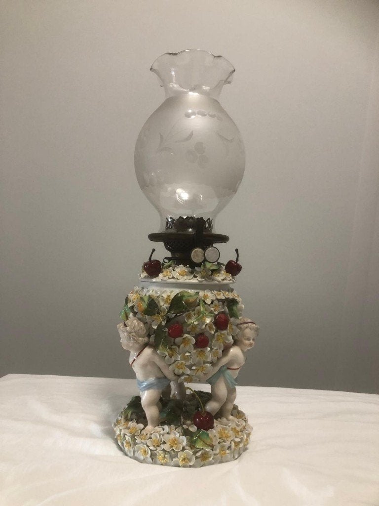 Porseleinen olielamp, Antiek en Kunst, Ophalen