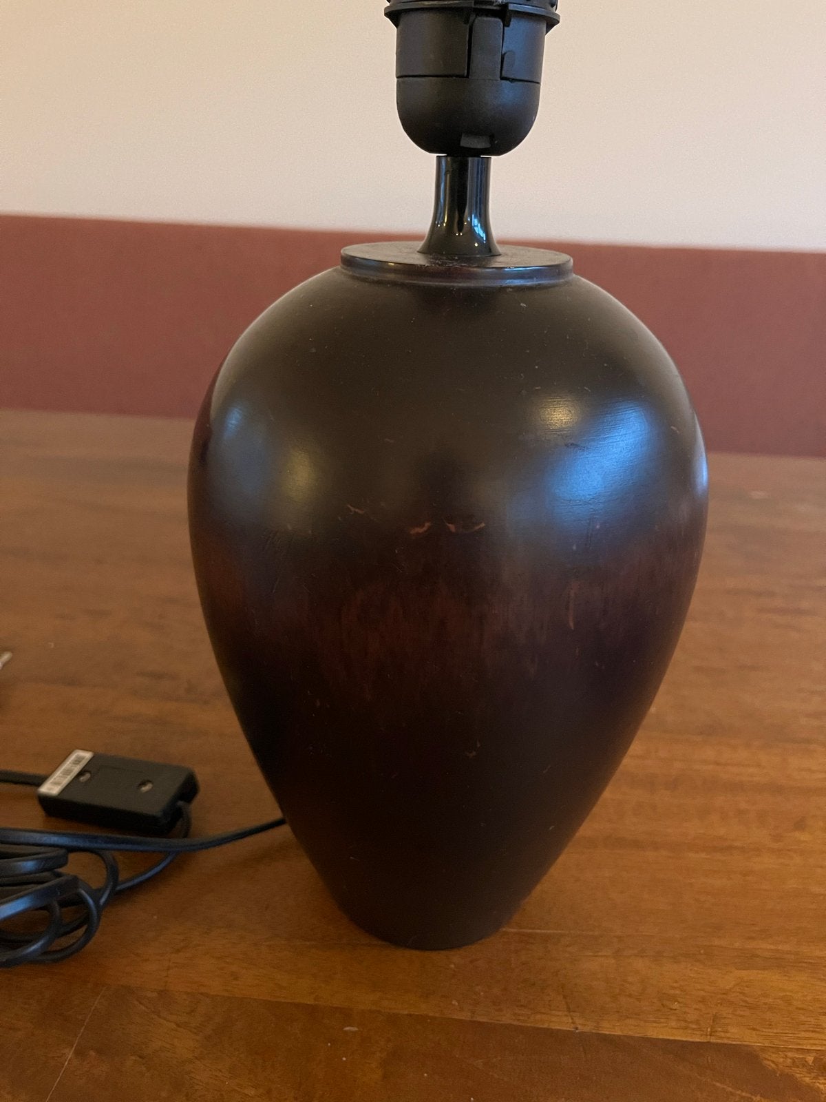 Vintage lampenvoet zwart met bruine gloed, Ophalen of Verzenden