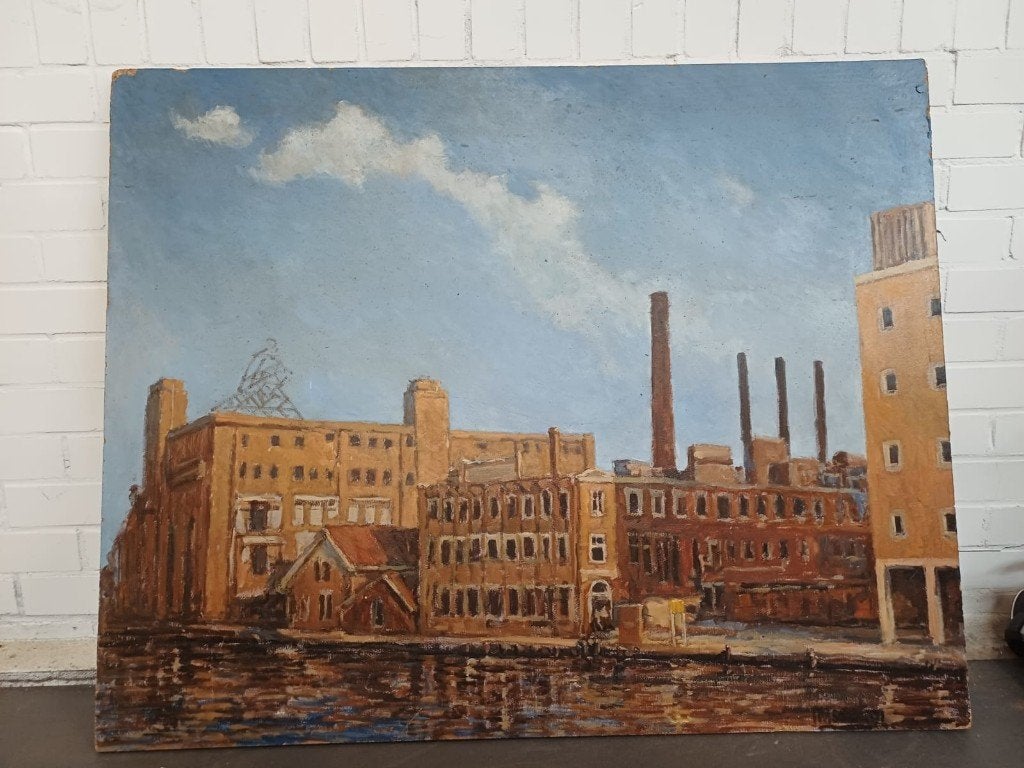 Schilderij van de Droste fabriek Haarlem, Ophalen