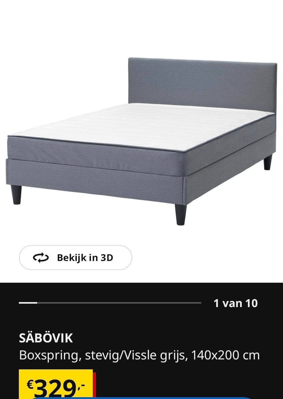 IKEA SÄBÖVIK Boxspring 140x200 cm, exl.matras., Ophalen, Gebruikt, Tweepersoons, 140 cm