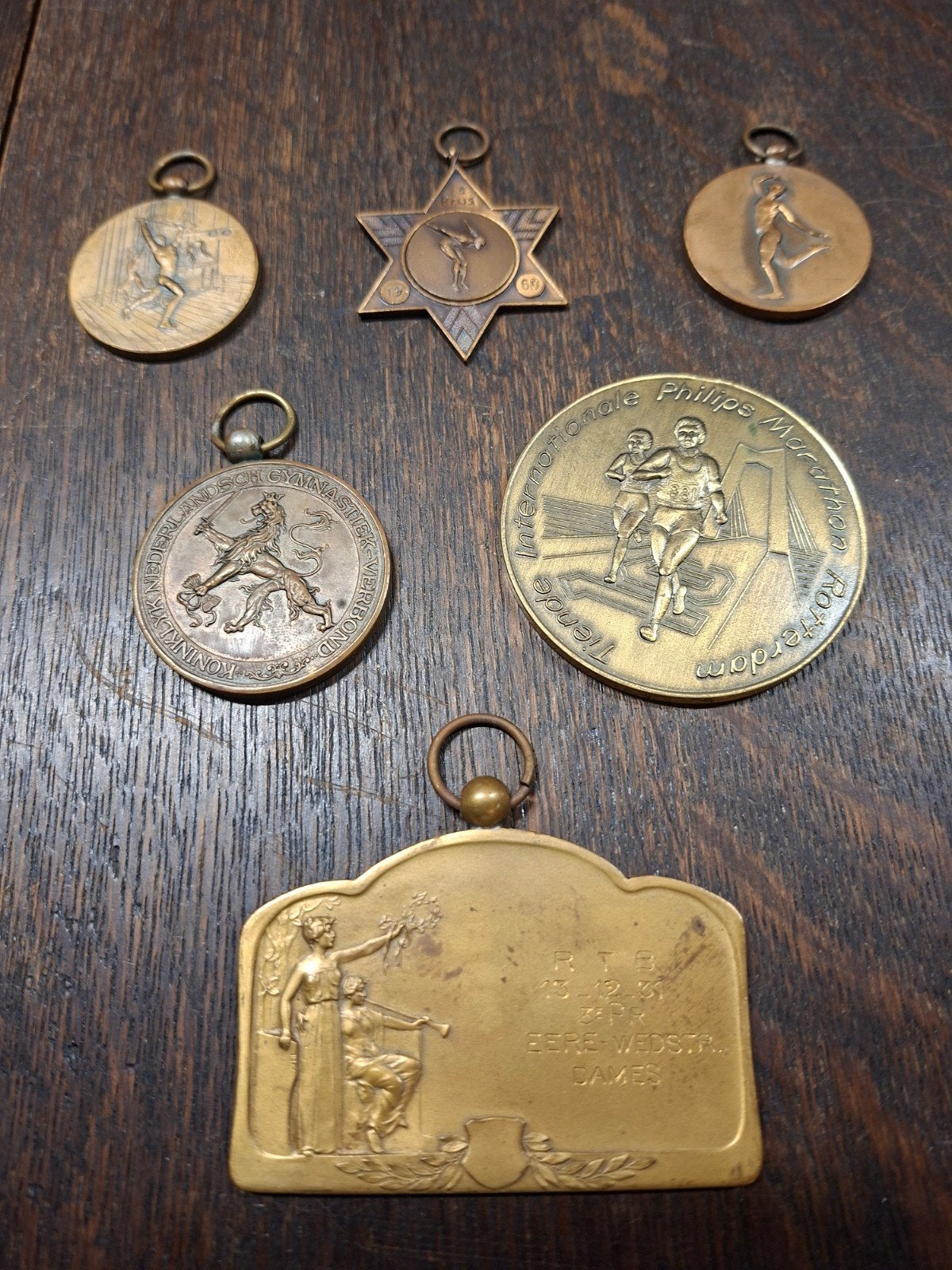Kavel 6x Vintage Sportmedailles / Penningen (KNGV1923, Rdam), Ophalen of Verzenden