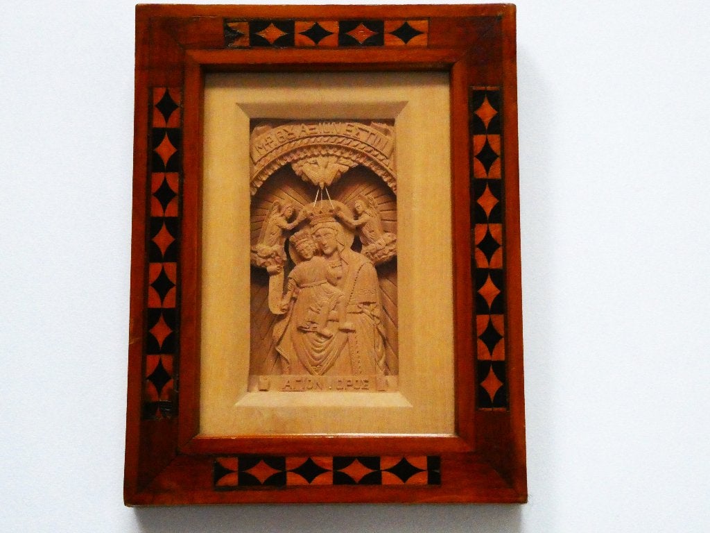 Icoon Onze-Lieve-Vrouw van Altijddurende Bijstand hout, Antiek en Kunst, Ophalen of Verzenden
