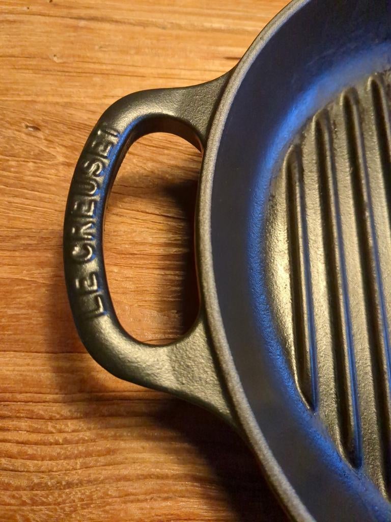 Le Creuset grillpan mat zwart, Ophalen of Verzenden, Zo goed als nieuw, Gietijzer, Koekenpan of Braadpan