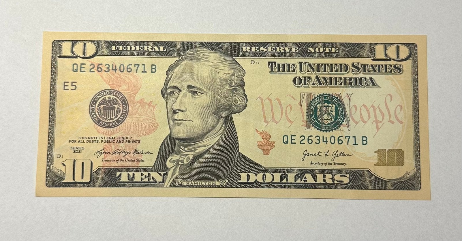 USA 10 Dollar UNC Biljet - 2021, Ophalen of Verzenden, Noord-Amerika, Los biljet