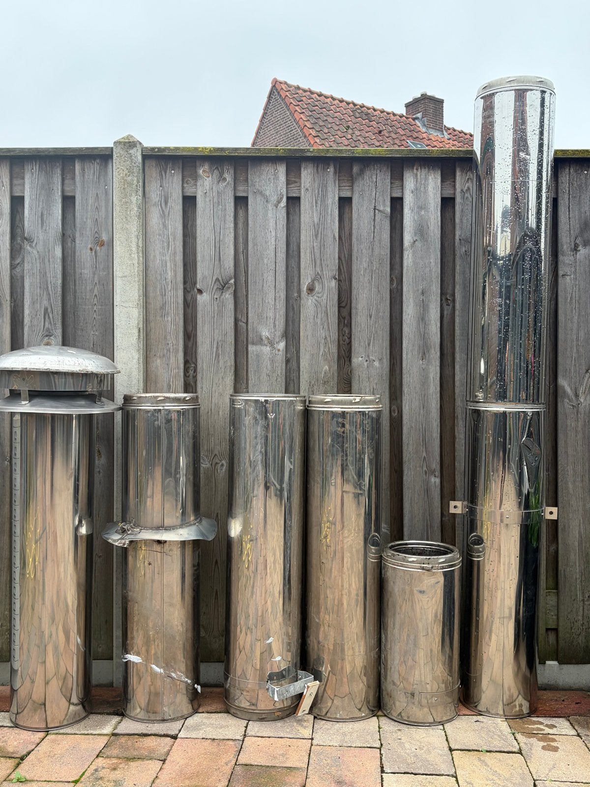 RVS dubbelwandige rookgasafvoer en toebehoren, Ophalen, Gebruikt, Overige typen, 60 tot 150 cm