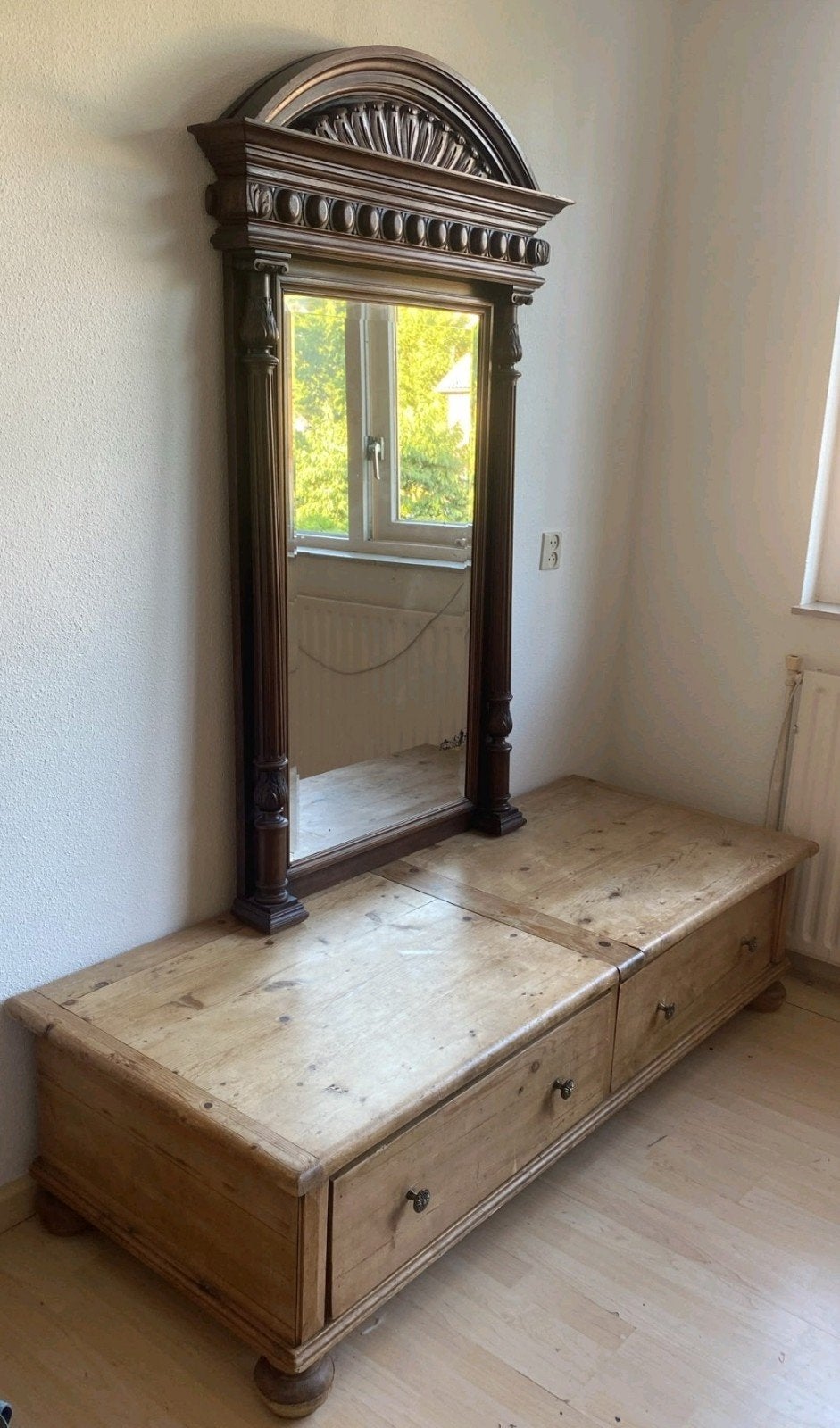 Prachtige Grote Antieke Spiegel frame van Hout, Ophalen