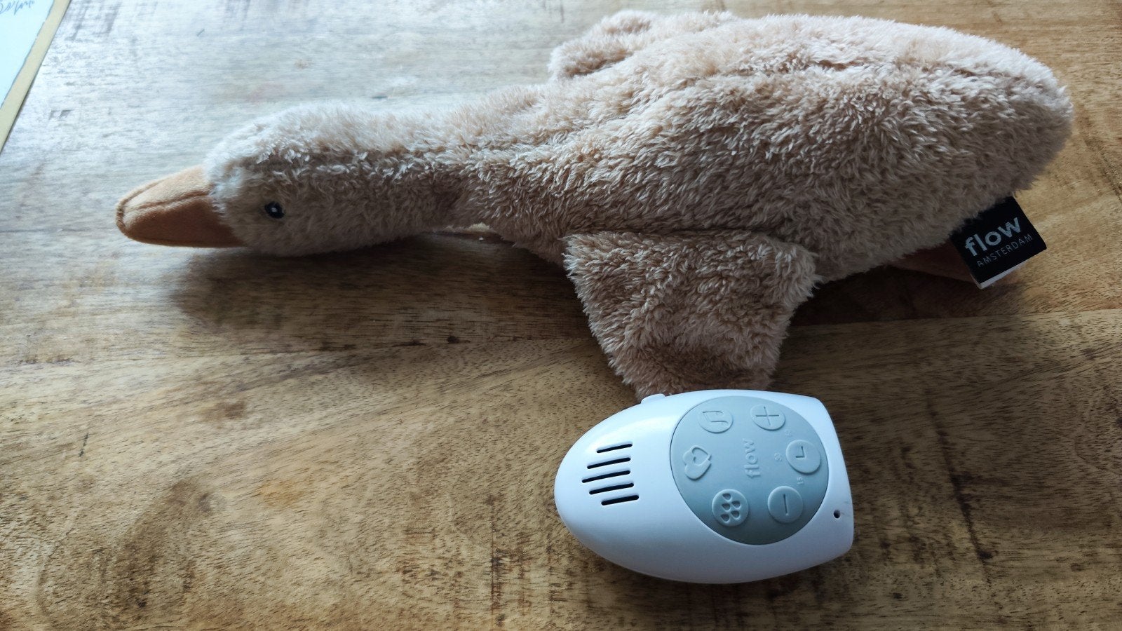 Flow Amsterdam Liva Slaaptrainer Knuffel Gans met Geluid, Ophalen of Verzenden, Zo goed als nieuw, Overige typen, Met geluid