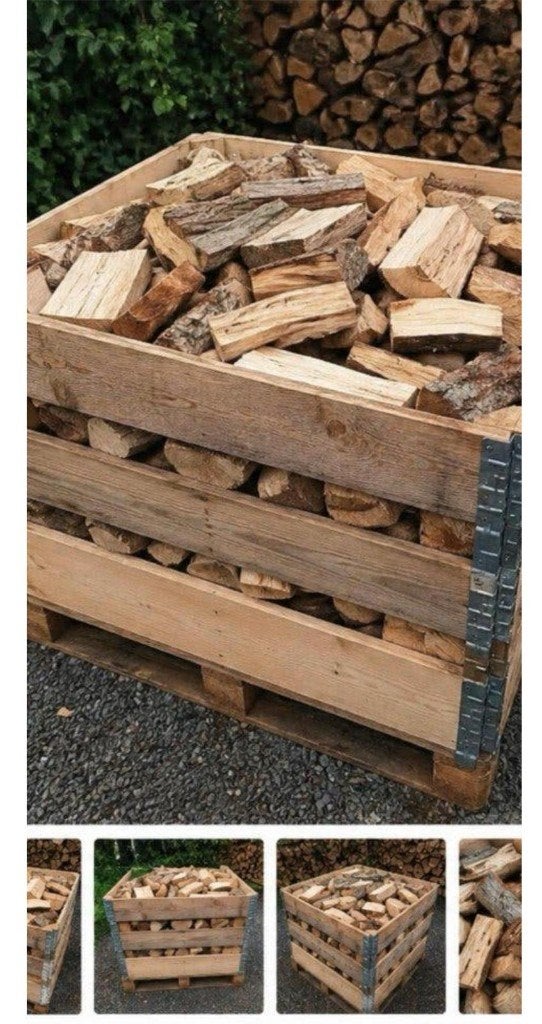 kuubkist vol droog, gezaagd haardhout. Diverse soorten, Tuin en Terras, Minder dan 3 m³, Ophalen of Verzenden
