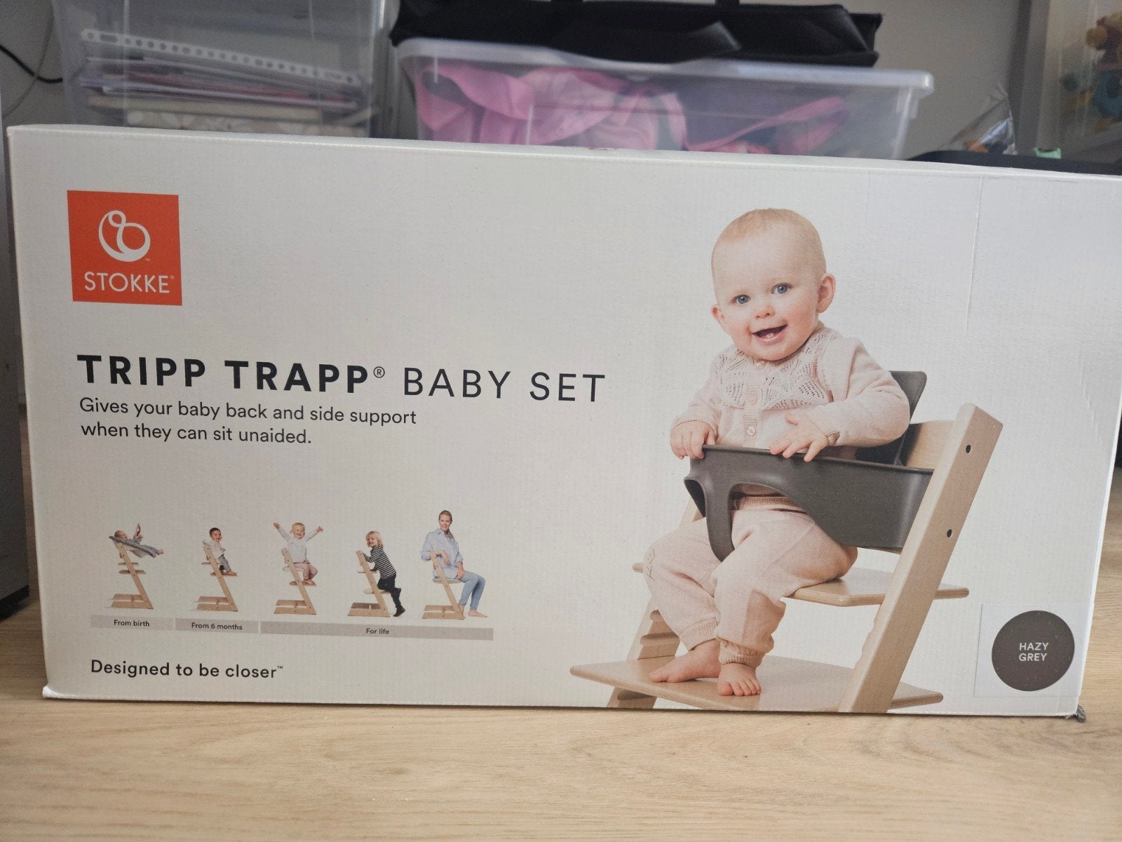 Stokke Tripp Trapp Baby Set Hazy Grey - Nieuw in doos, Ophalen, Nieuw, Meegroeistoel