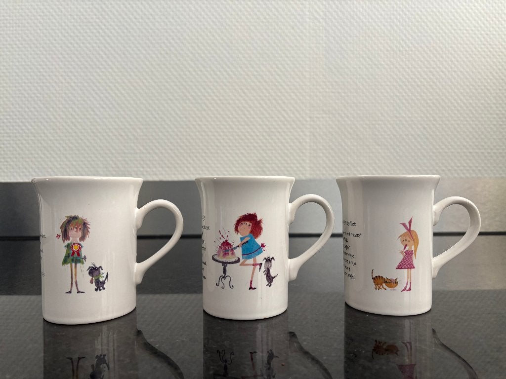 Vintage mokken Douwe Egberts Pluk van de Petteflet set van 3, Ophalen of Verzenden