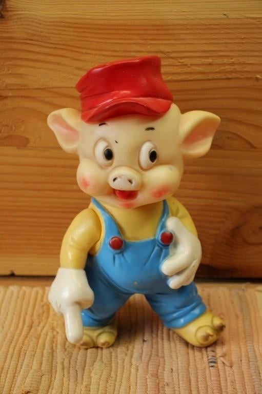 Vintage Pieper pieppop Knor Drie kleine biggetjes, Verzamelen, Disney, Ophalen of Verzenden, Overige figuren, Gebruikt, Beeldje of Figuurtje