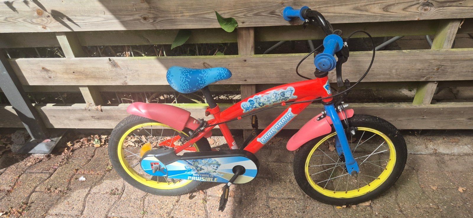 Paw patrol fiets 16 inch, Ophalen of Verzenden, Gebruikt, 16 tot 20 inch, Zijwieltjes