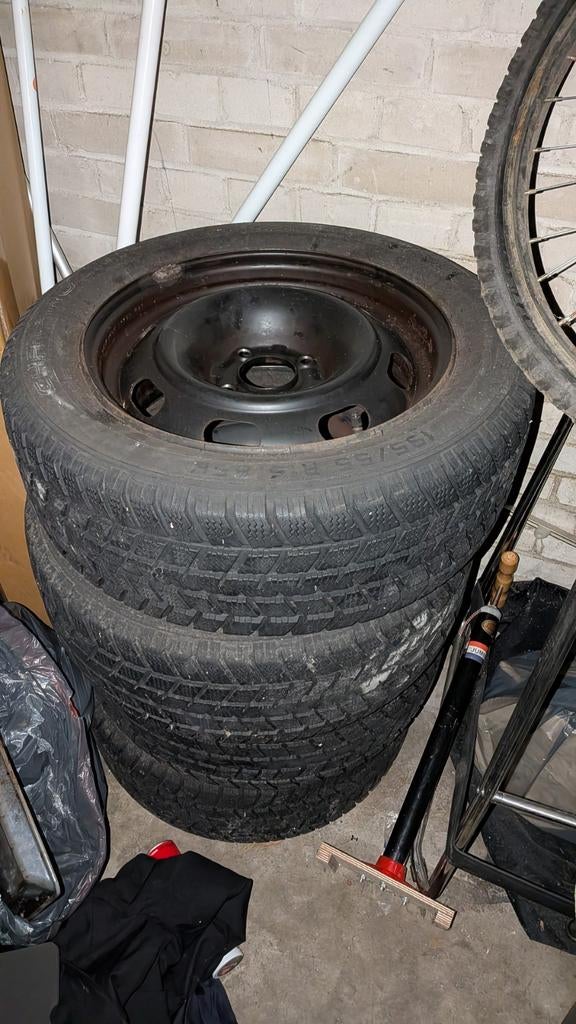 "Winterbanden 195/55 R15 op stalen velgen 4x100 Honda Civic, Ophalen