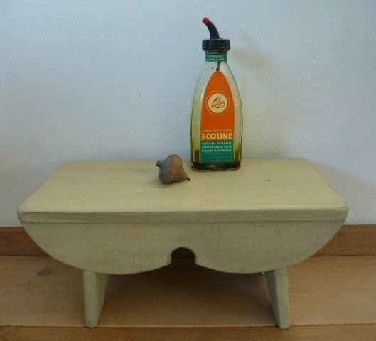 Brocante krukje / bankje / opstapje / oker, Antiek en Kunst, Ophalen of Verzenden
